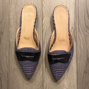 J.Crew Blue Tweed Loafer Mules Flats Slip On Size 7.5